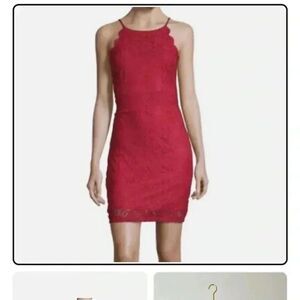By&By Sleeveless Bodycon Red Floral Lace Mini Dress Juniors Sz.13